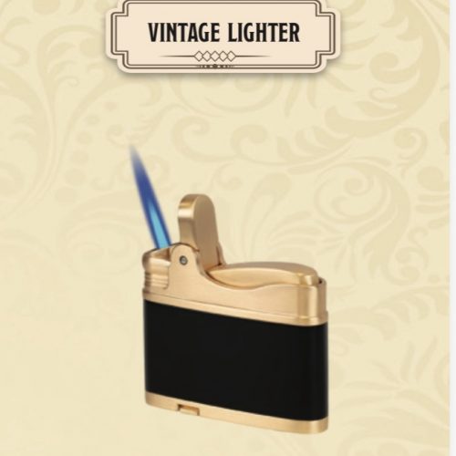 Vertigo Vintage Black & Gold Torch Lighter with Built-in Punch | Casa Fuego Cigars